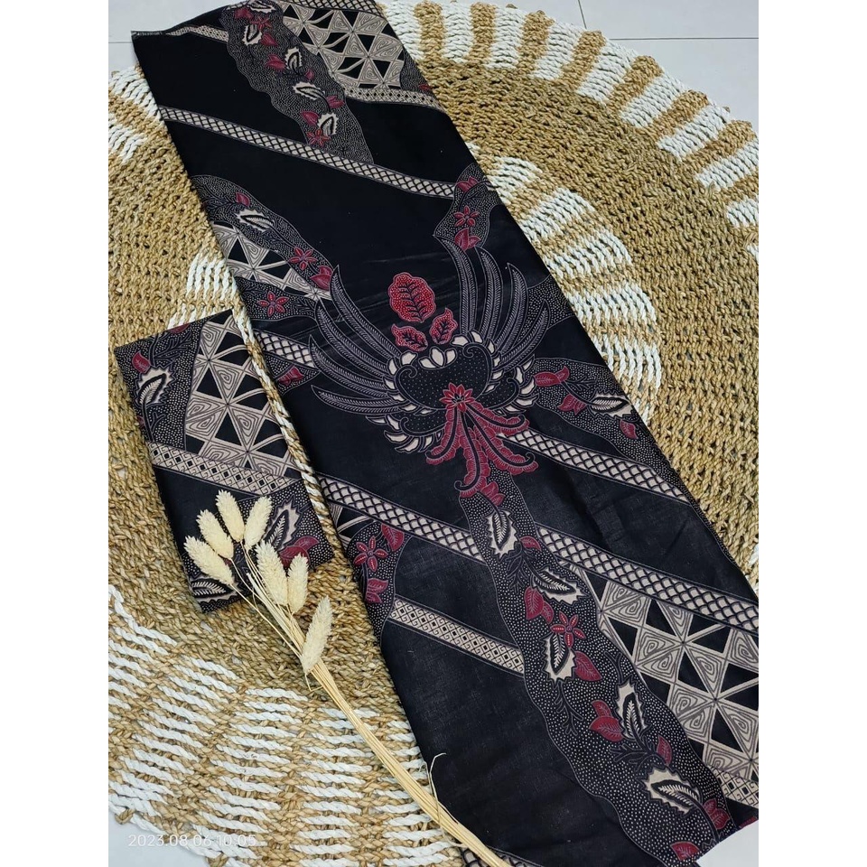 Kain Batik Pekalongan Motif Baru Gadung Ireng 210cmx110cm Katun Hitam