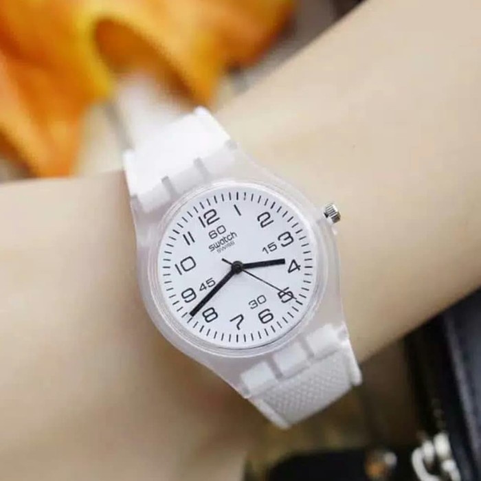 Jam Tangan Anak Remaja Cewek Swatch /QQ Rubber Pink Muda White