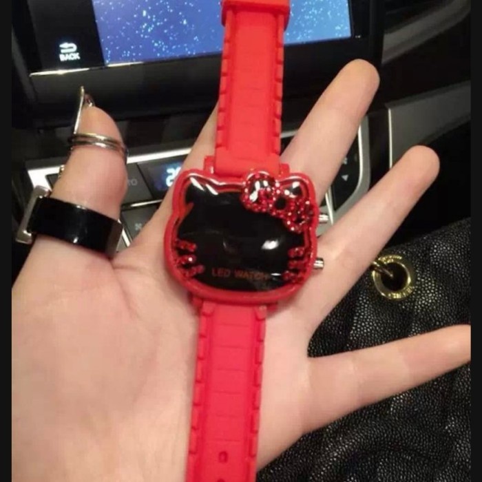 Jam tangan anak hello kitty Led - pink muda