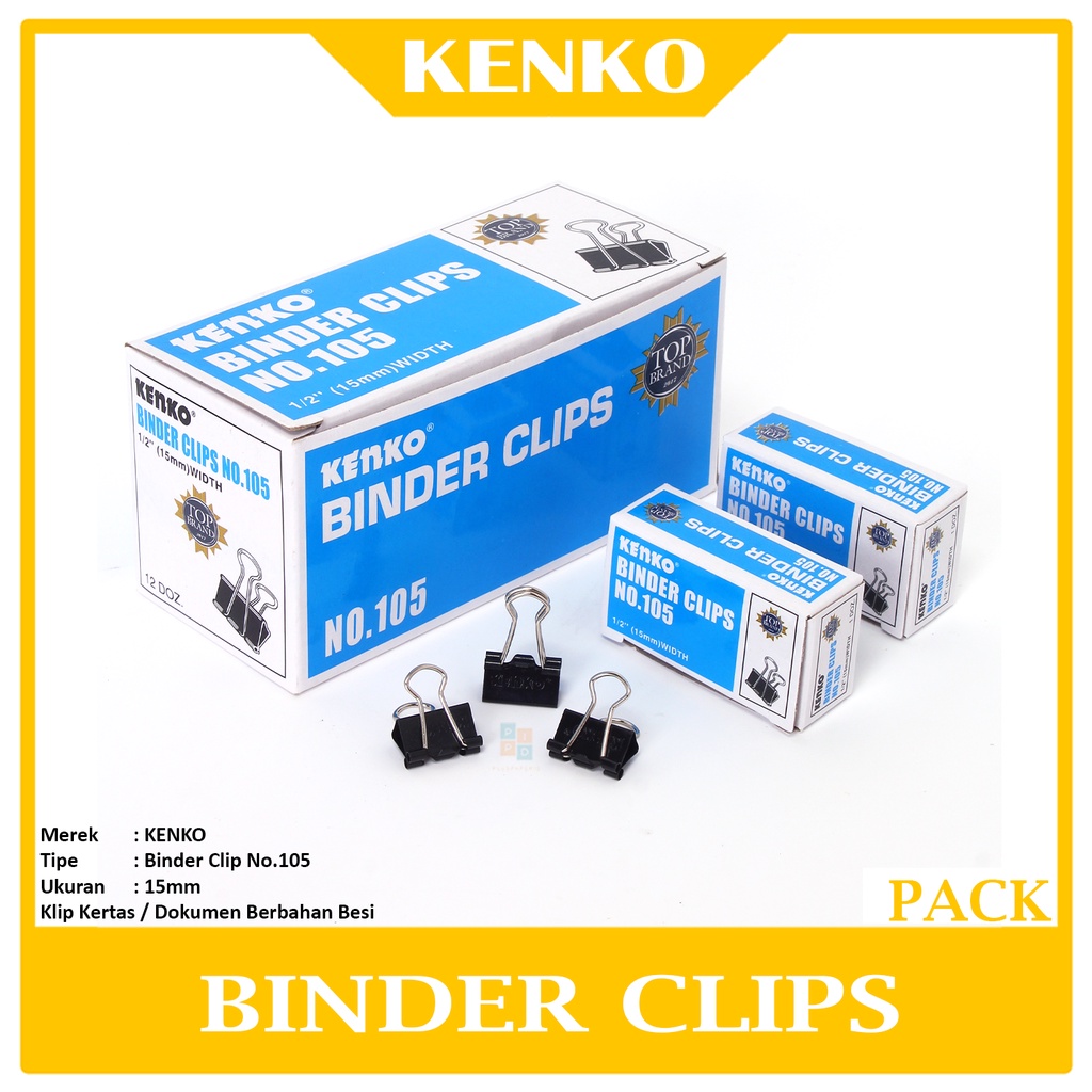 

KENKO - Binder Clip 105 Klip Kertas - Pack