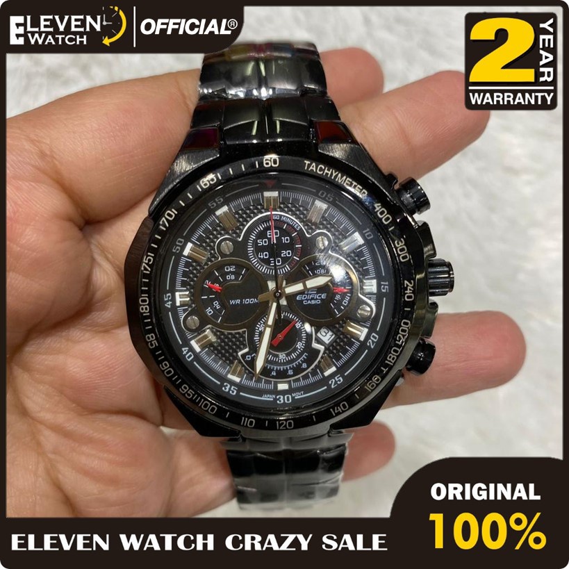 [Promo] Jam Tangan Pria Casio Edifice EF-554 / EF554 Black dial Stainless Steel Strap  Garansi 2 Tah