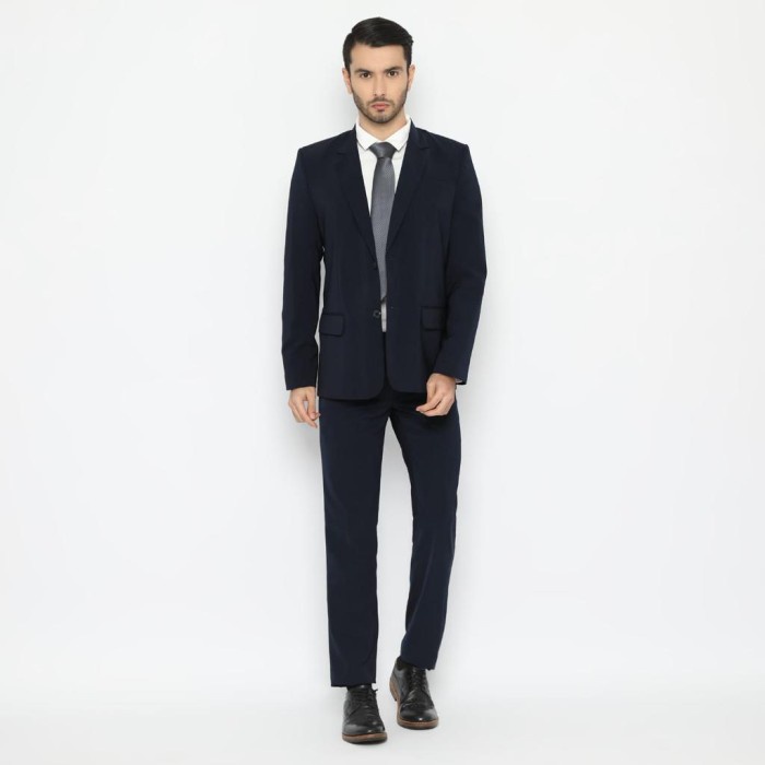 best -Code Male Jas Blazer Pria Navy Blue Kancing2 Slimfit - Navy Blue, XL
