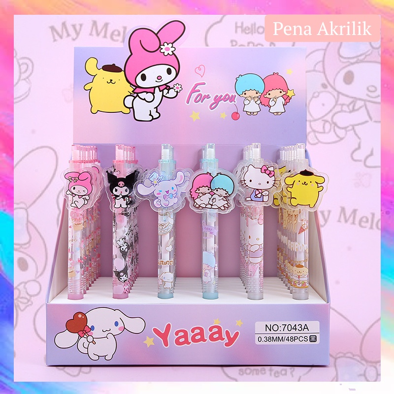 

Pulpen Cetek Akrilik Pena 0.5MM 0.38MM Motif Sanrio Kuromi