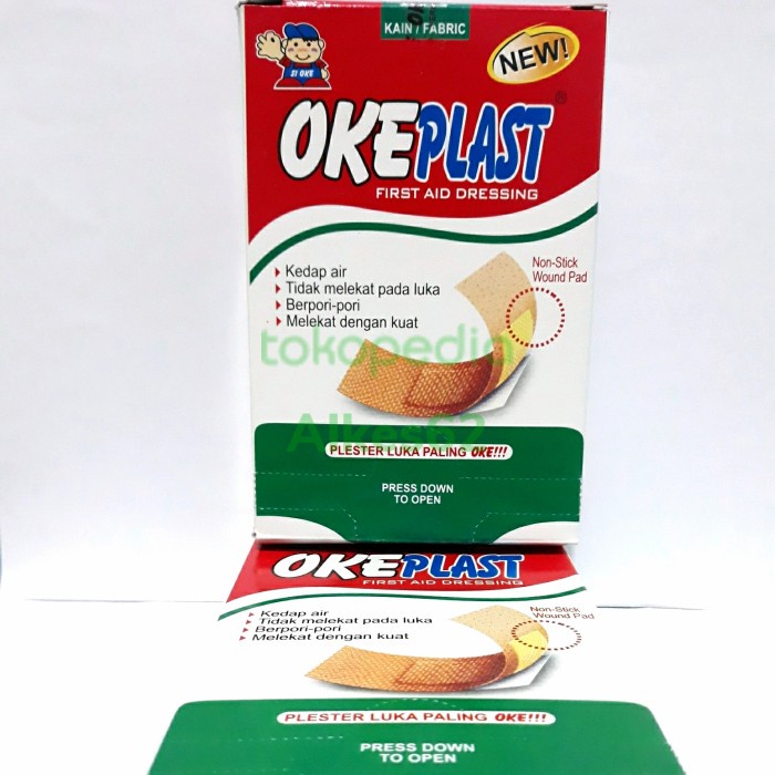 Plester Okeplast 100pcs / Plester Kain Coklat Okplast / Plaster Oke plast 100 pcs Ok Plast