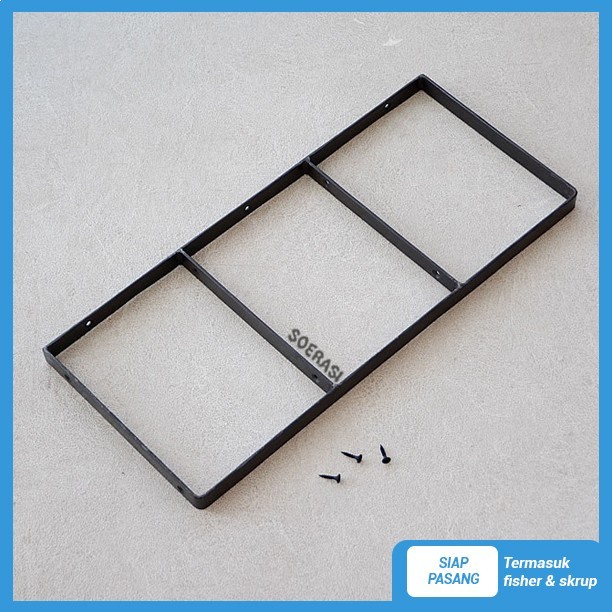 Terlaris ✨-FUJI rak dinding 3 ambalan kayu dan besi buku make up hiasan dekorasi - 30CM