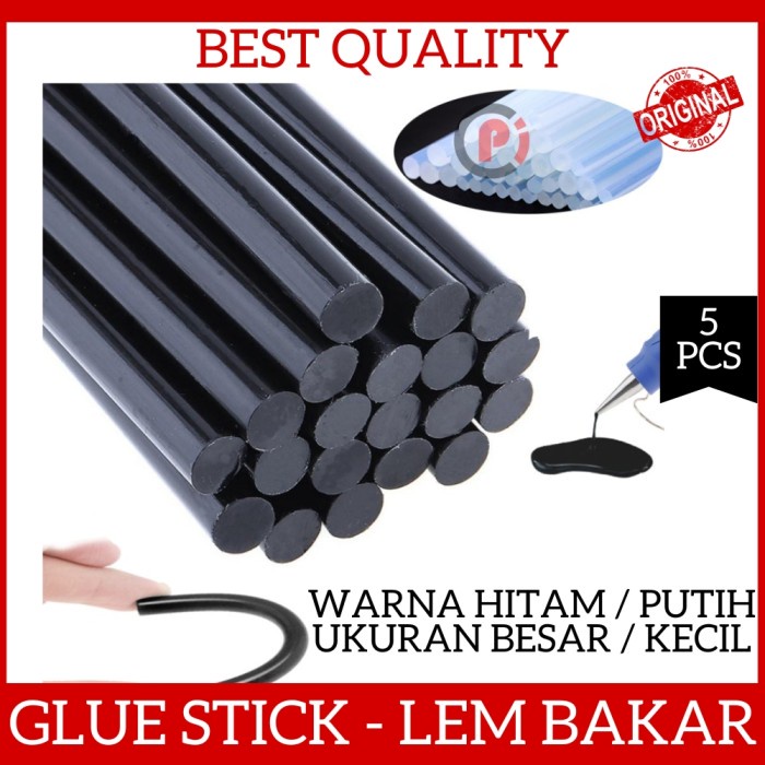 Isi 5 Pcs Glue Stick Lem Bakar Lilin Refill Lem Warna Putih Hitam Stik