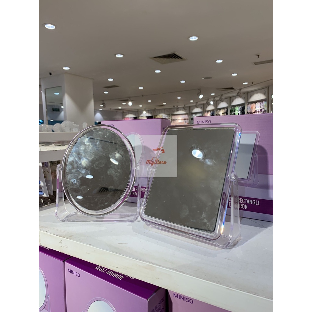 MINISO Cermin Lipat Portable Beauty Mirror Kaca Rias Makeup / Double-Sided Round Table Mirror
