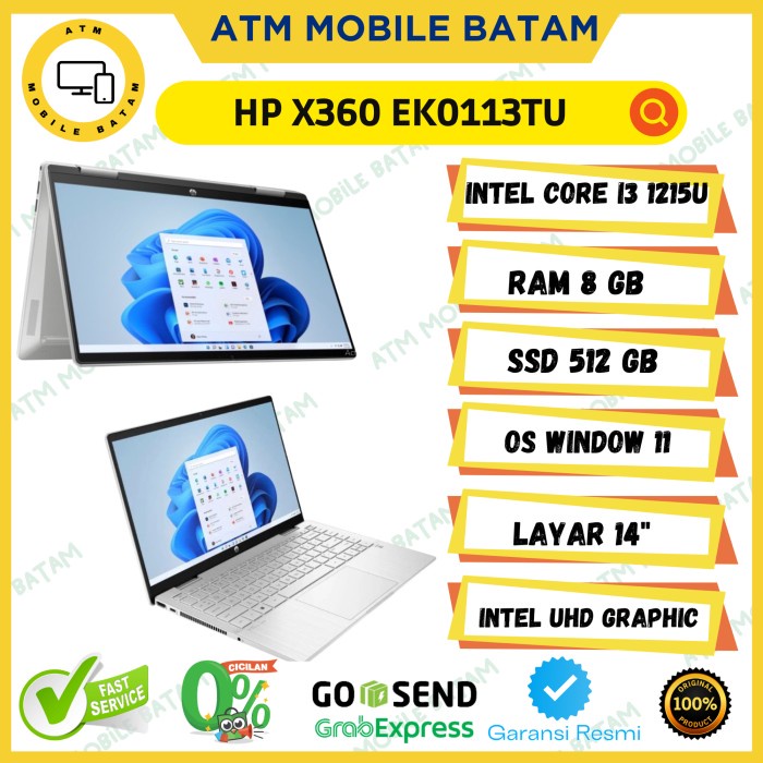 LAPTOP FLIP HP PAVILION X360 14 EK0113TU TOUCH 2IN1 I3 1215U 8GB 512SD