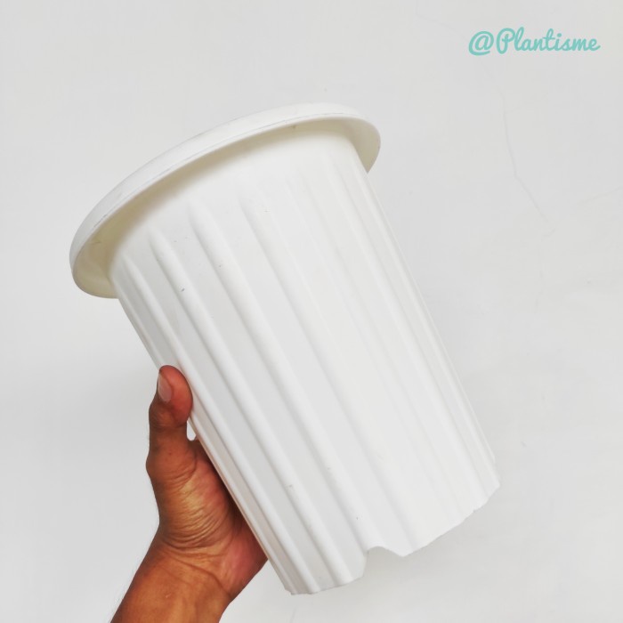 Aneka Pot Plastik | Diameter 20cm | Pot Tanaman Hias Daun Bunga Buah - Yogap Putih