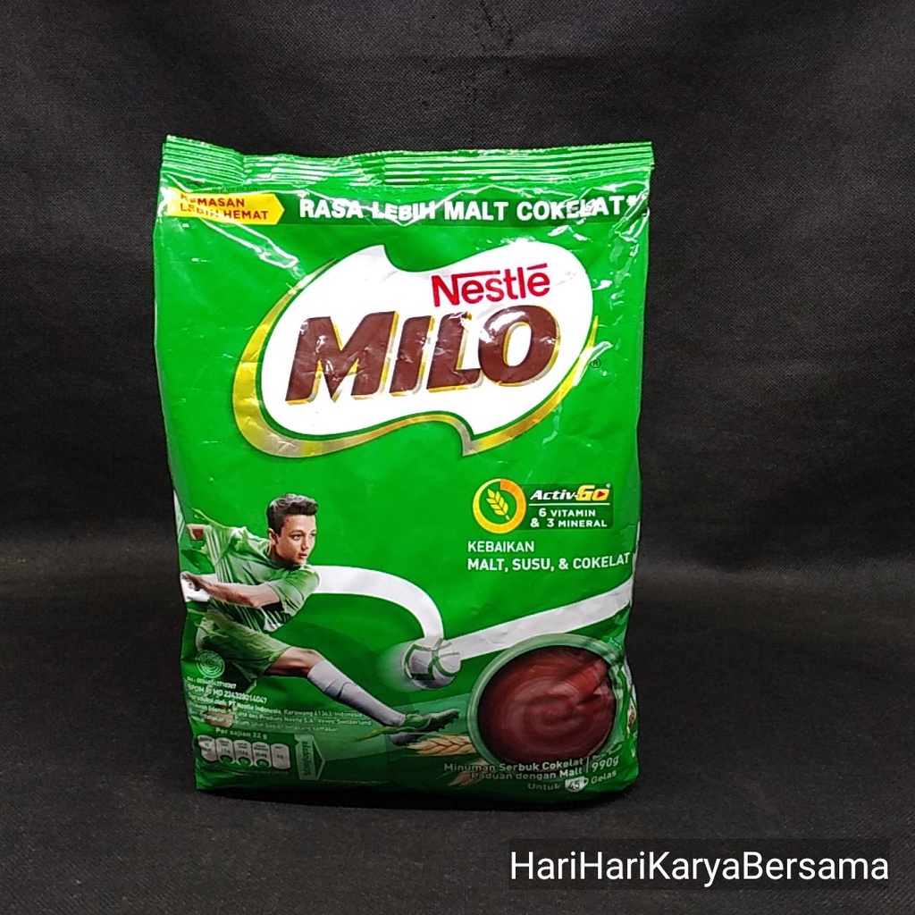 

MINUMAN BUBUK NESTLE MILO ACTIV GO COKELAT POUCH 990GR