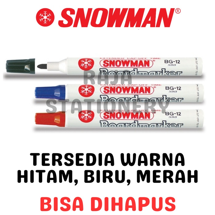 

SNOWMAN WHITEBOARD MARKER BG-12 SPIDOL PAPAN TULIS ABG-12 12PCS - KECIL ABG-12, BLACK
