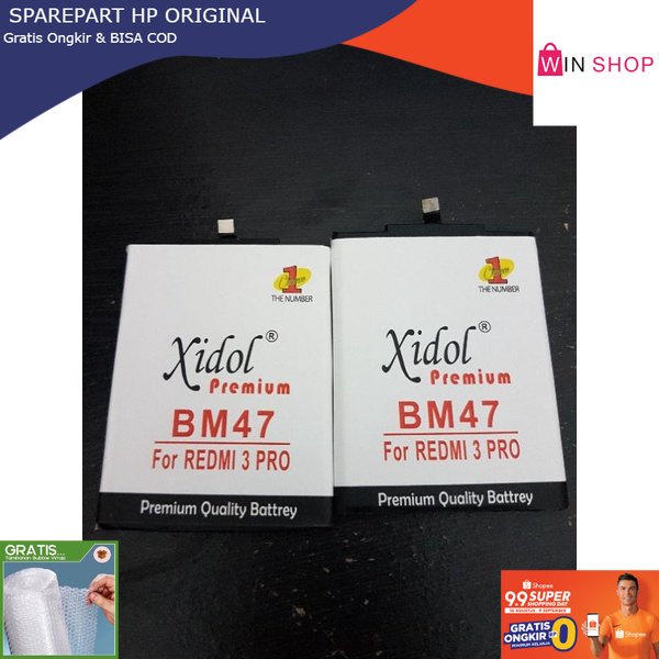 BATU BATERAI BATERAY BATREY XIDOL IDOL XIAOMI REDMI 3 3S 3X 3PRO 4X 4PRIME CABUTAN OEM READY
