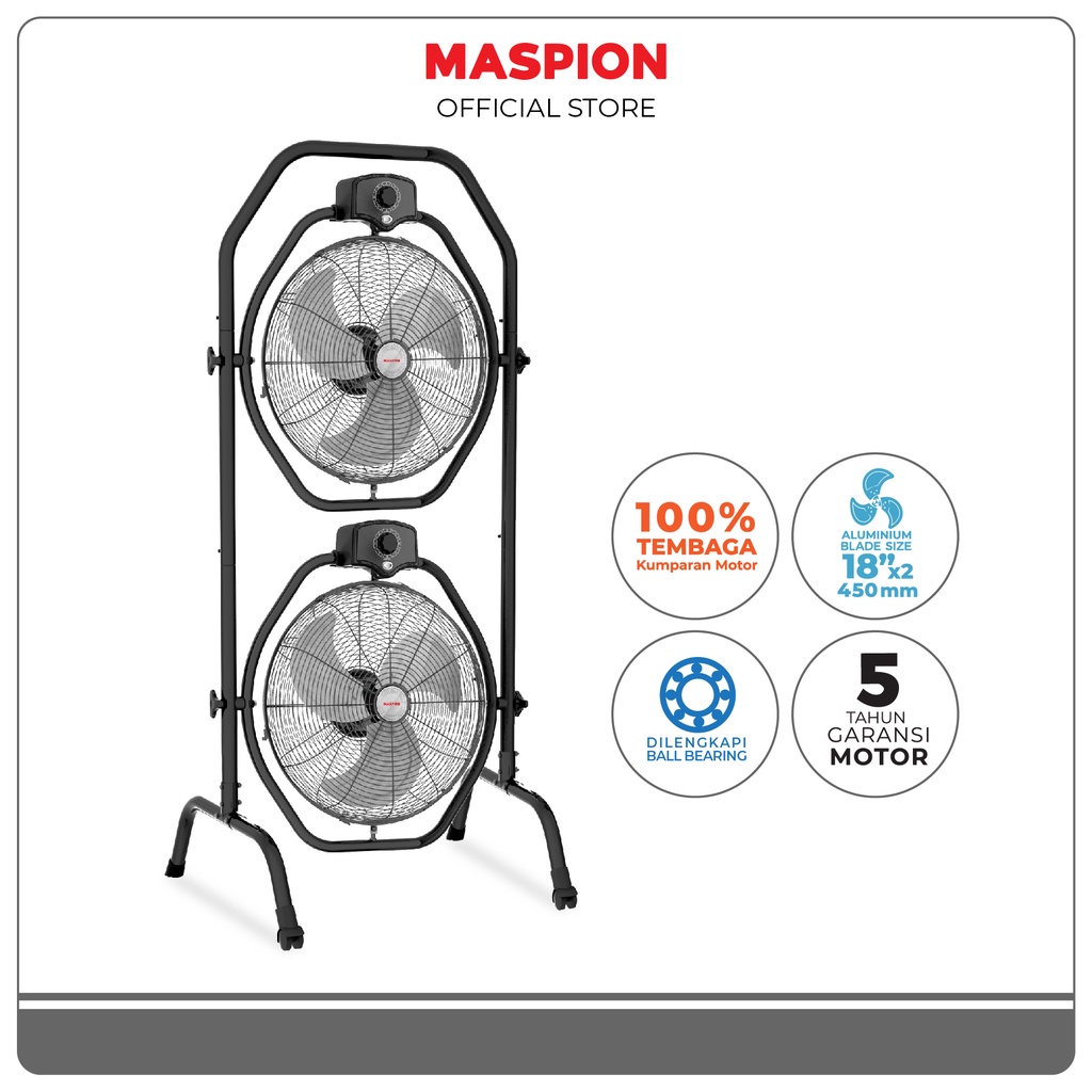 Maspion Power Stand Fan Kipas Angin Berdiri 18 Inch PW-18X2