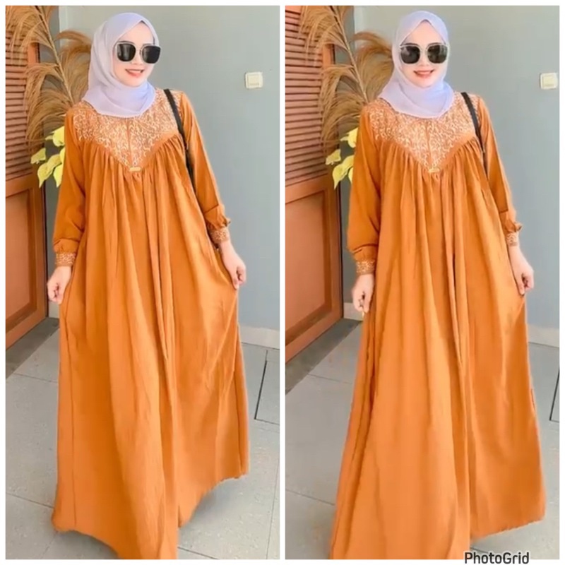 Gamis Crinkle Bordir / Gamis Bordir / Gamis Busui