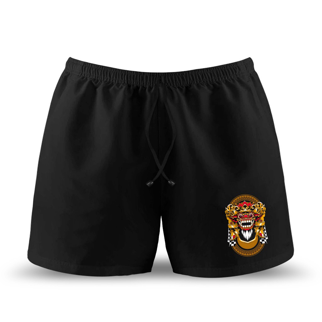 Celana Katok Kolor Pendek Pria Dewasa Santai Olahraga Rumahan Black Balinese Culture Barong Leak Bal