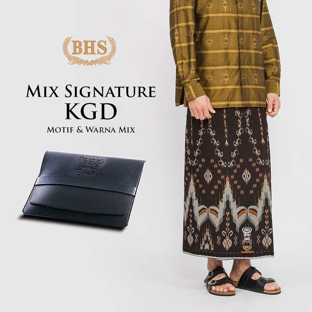 Sarung BHS Signature Gold Kawung Gunung Dua Warna Motif & Warna Mix