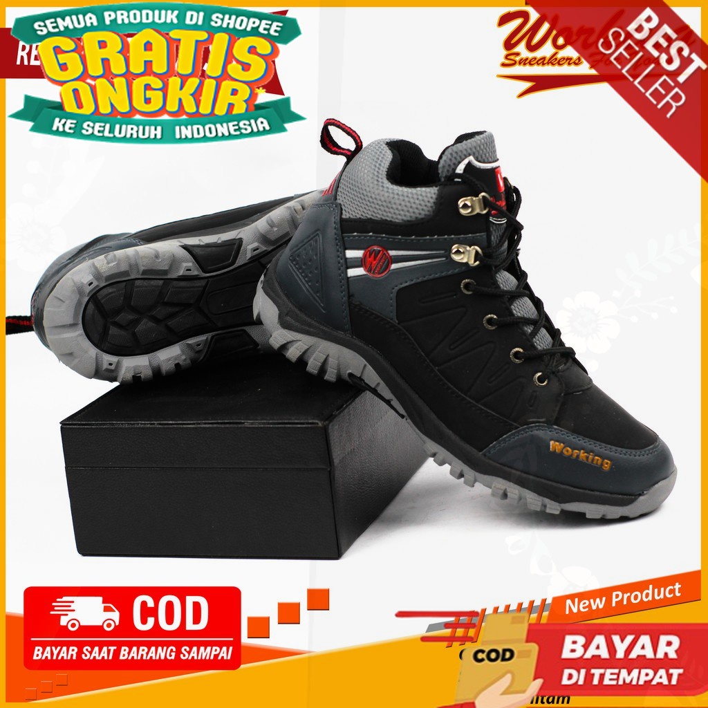 Sepatu Sneakers Working Kulit Boot G-01 Import Asli Snekers Pria Sneaker Cowok Snikers Kets Casual K