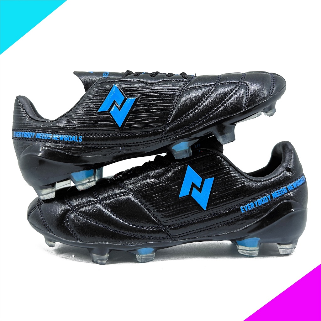 Newgoals - Sepatu Bola Invader FG Glossy Black Cyan