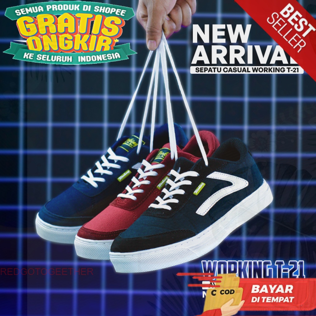 Sepatu Sneakers Working Wanita Sporty Kode T-21 Size 39 - 43 Import Asli Snekers Pria Sneaker Cowok 