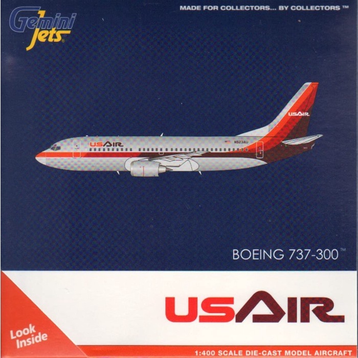 Gemini Jets US Air B737-300 N523AU 1/400 Scale Diecast Commercial Plane