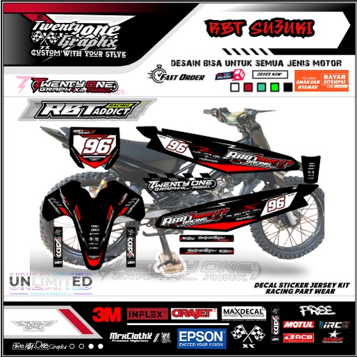 DECAL RBT SHOGUN SMASH NEW 110 GTX STICKER TRAIL CUSTOM  bebek std gtx trabas stiker Modif BEBAS WAR
