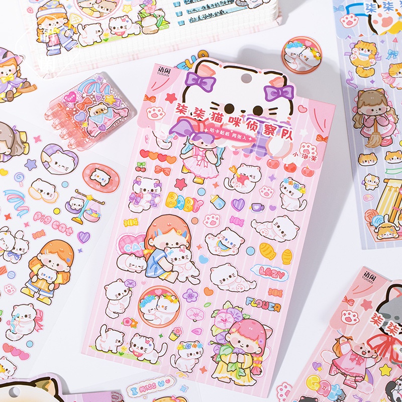 

[HARU] Qiqi Cat Series Stickers Cute Cartoon Gift Seal Stickers Decoration Stickers Journaling Supplies