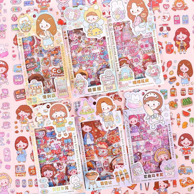 

[HARU] 4lbr Berry Girl Series Sticker Pack Stiker Little Girl Journal DIY Scrapbook Decor Korean Stickers Photocard Deco Photocard Stiker