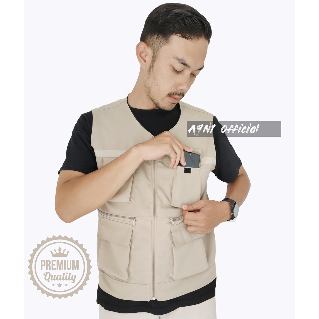 Cod Rompi Tactical Outdoor Multifungsi Rompi Cargo,Rompi Lapangan, Baju Vest Tanpa Lengan Pria & Wan