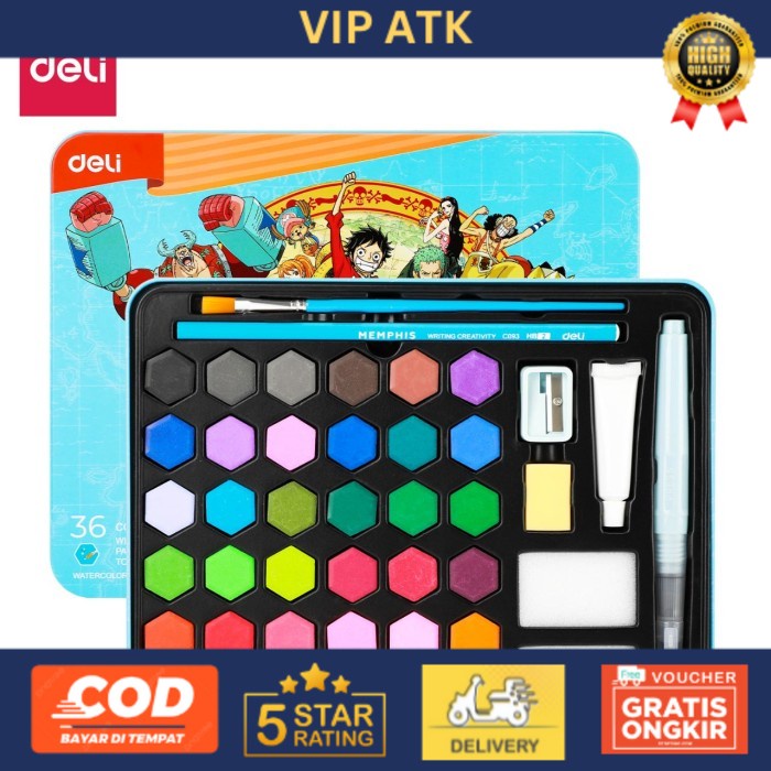 

DELI Watercolour Colour Painting SET / Set Cat Air Color Padat CC16 - 36 WARNA
