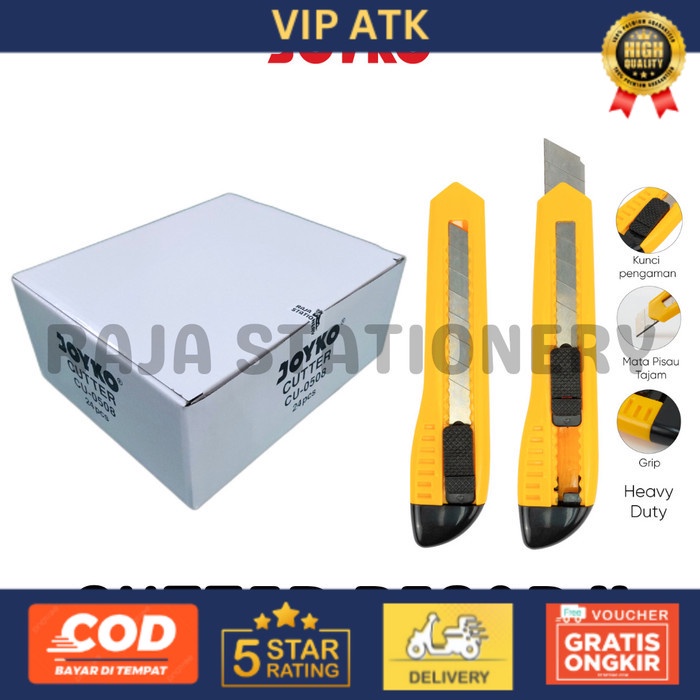 

JOYKO CUTTER BESAR PISAU POTONG PEMOTONG KERTAS SILET CU-0508 [24PCS]