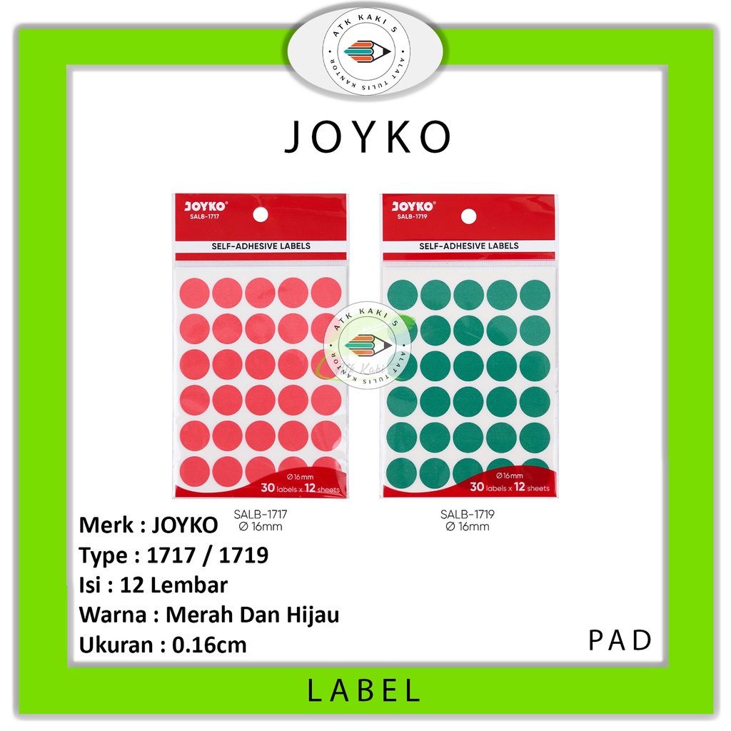 

JOYKO - Label Self Adhesive Salb 1717-1719 - Pad