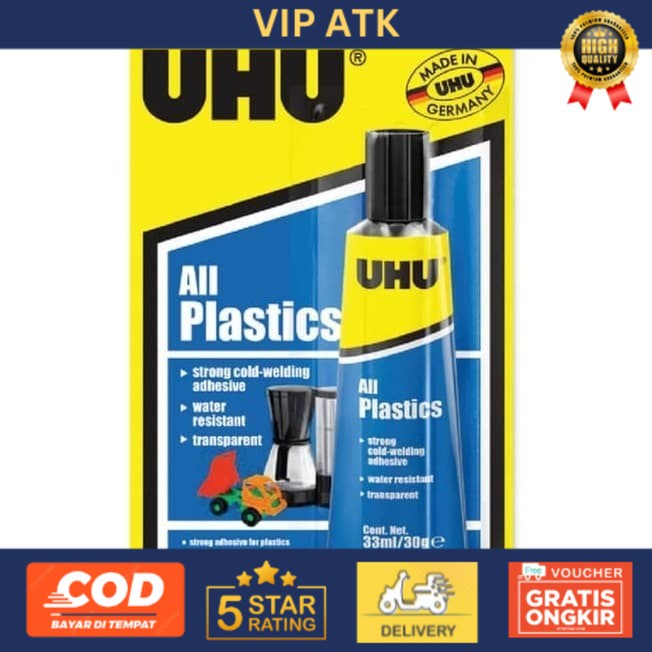 

UHU All Plastic Glue / Lem UHU Plastik Perekat Bening Mainan Serbaguna alat tulis kantor atk
