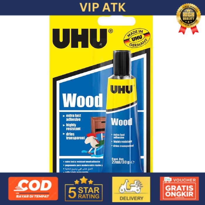 

UHU Wood Household / Lem Kayu UHU 27ml Meja Mainan Serbaguna alat tulis kantor atk
