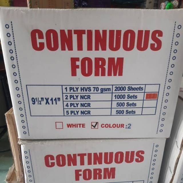 

Continuous form / kertas komputer (2 PLY : 2) 1000 set warna