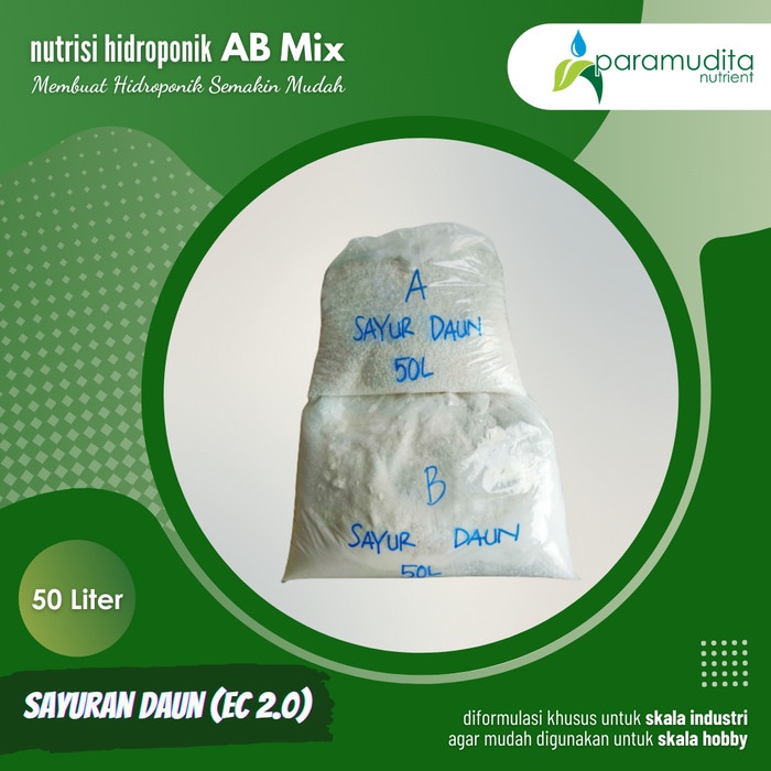 BARU AB Mix Sayur Daun 50 Liter | PARAMUDITA NUTRIENT Nutrisi Hidroponik