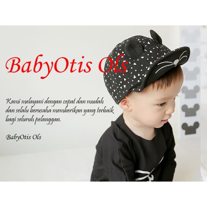 Topi Anak Topi Bayi Topi Lucu Cute Cat Hat - Hitam