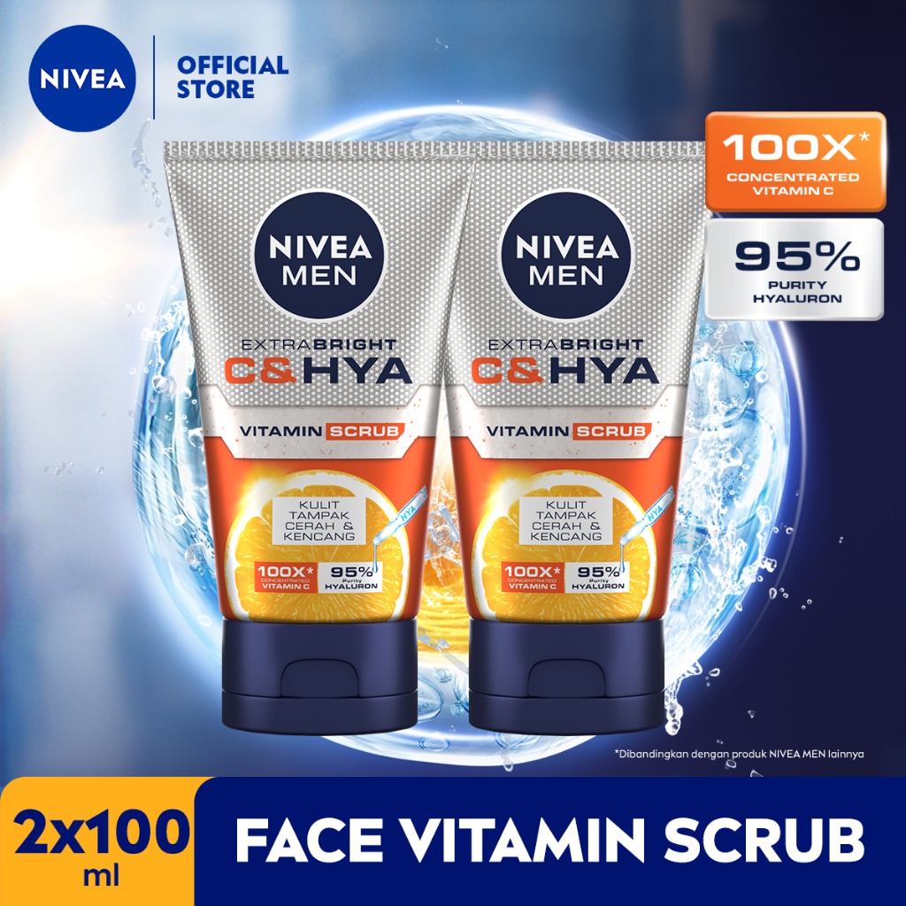 NIVEA MEN Extra Bright C&HYA Vitamin Face Scrub 100ml Twinpack