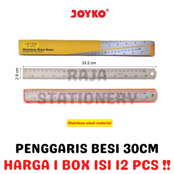 

JOYKO STAINLESS RULER 30CM PENGGARIS BESI JOYKO 30CM RL-ST30 [12PCS] alat tulis kantor atk