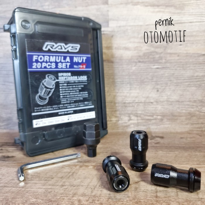 RAYS Formula Nut FN II M12 x 1.5 Mur Baut Roda LugNut Racing  - Hitam