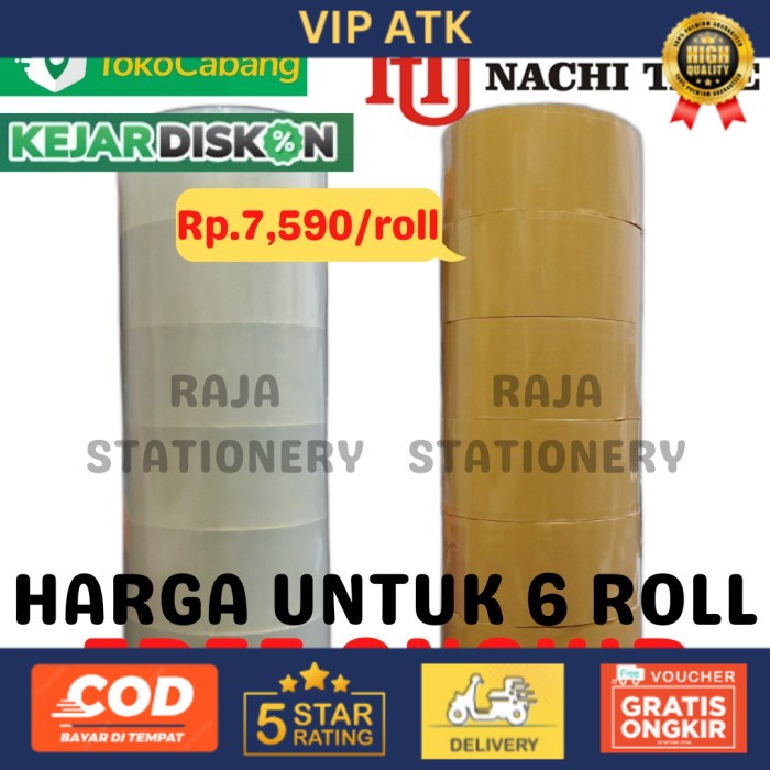 

LAKBAN NACHI 48MM 100 YARD 2 INCH BENING COKLAT OPP TAPE 1 SLOP 6 ROLL - COKLAT alat tulis kantor atk
