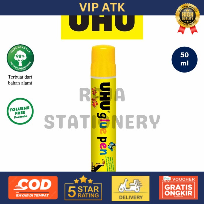 

UHU Glue PEN 50ml Pega Pen Liquid / Lem Cair UHU 50ml Serbaguna Kertas alat tulis kantor atk