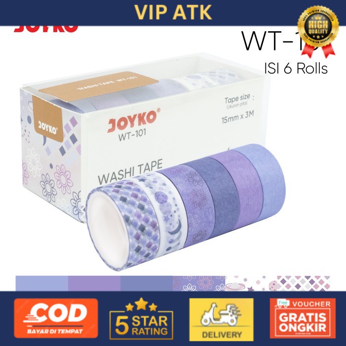 

Joyko Washi Tape Decorative DIY / Selotip Kertas Dekorasi Planner - WT-101 alat tulis kantor atk