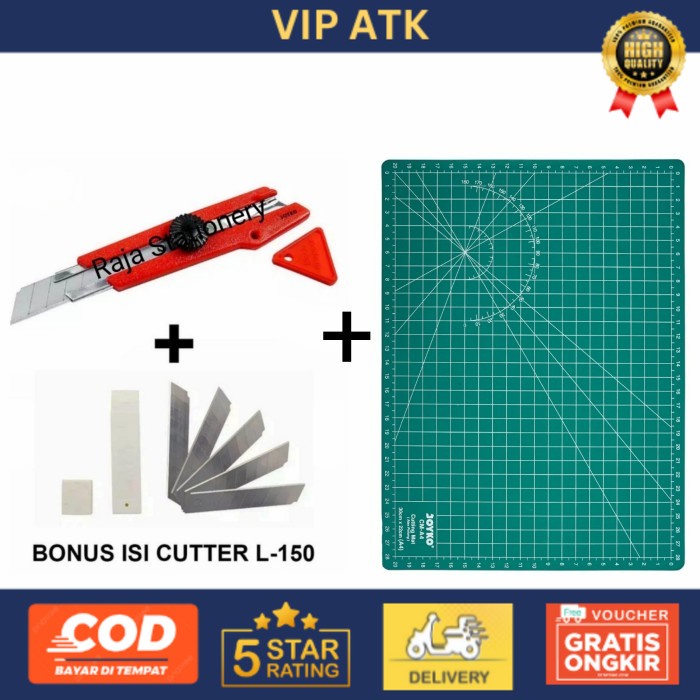 

PAKET JOYKO CUTTING MAT A4 + CUTTER + REFILL ISI CUTTER SET KOMPLIT alat tulis kantor atk