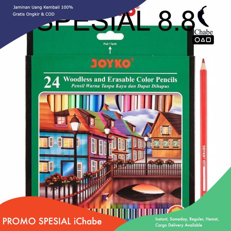 

[Bisa COD] AA Pensil Warna Bisa Di Hapus Joyko CP-115 isi 24 Warna Dengan Penghapus atk Stationery