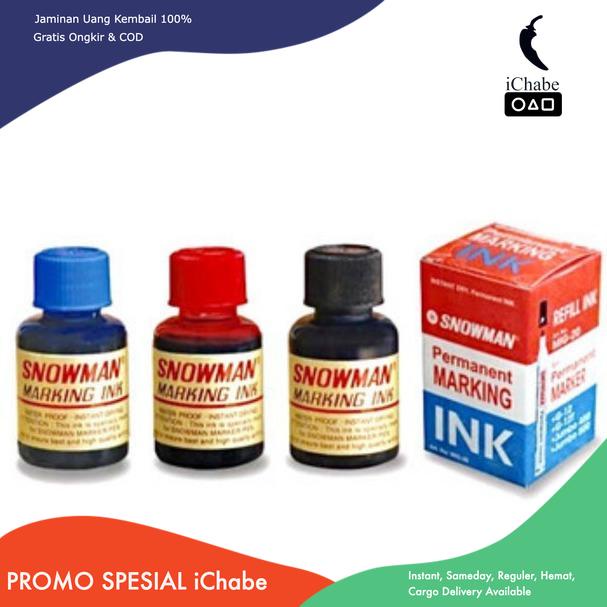 

[Bisa COD] AA Isi Refill Tinta Spidol Permanen Snowman / Ink Mark Stationery Red