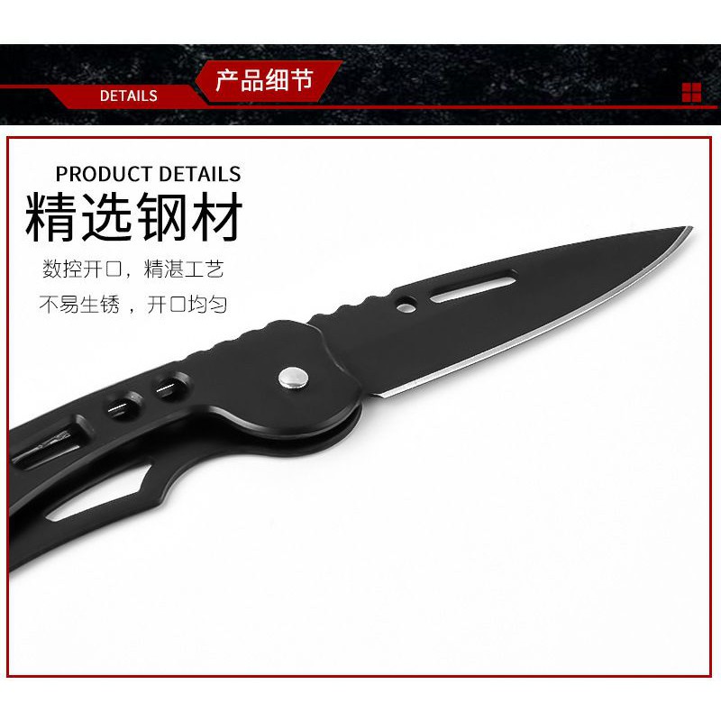 Pisau Dapur Lipat Mini Survival Outdoor Serbaguna Pisau Dapur Lipat Mini Carabiner Stainless Stell-4