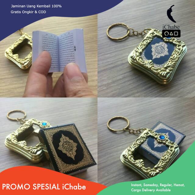 [Bisa COD] MA Gantungan Kunci Al-Quran Mini Souvenir Alquran Oleh Oleh Umroh Haji Stainless