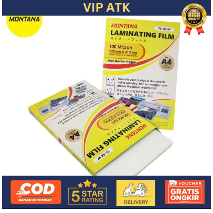 

PLASTIK LAMINATING PAPER A4 JOYKO 100 MICRON - MONTANA