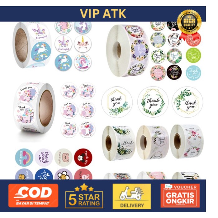 

Sticker Thank You 500 pcs/stiker terima kasih Warna /Roll Sticker - Binatang