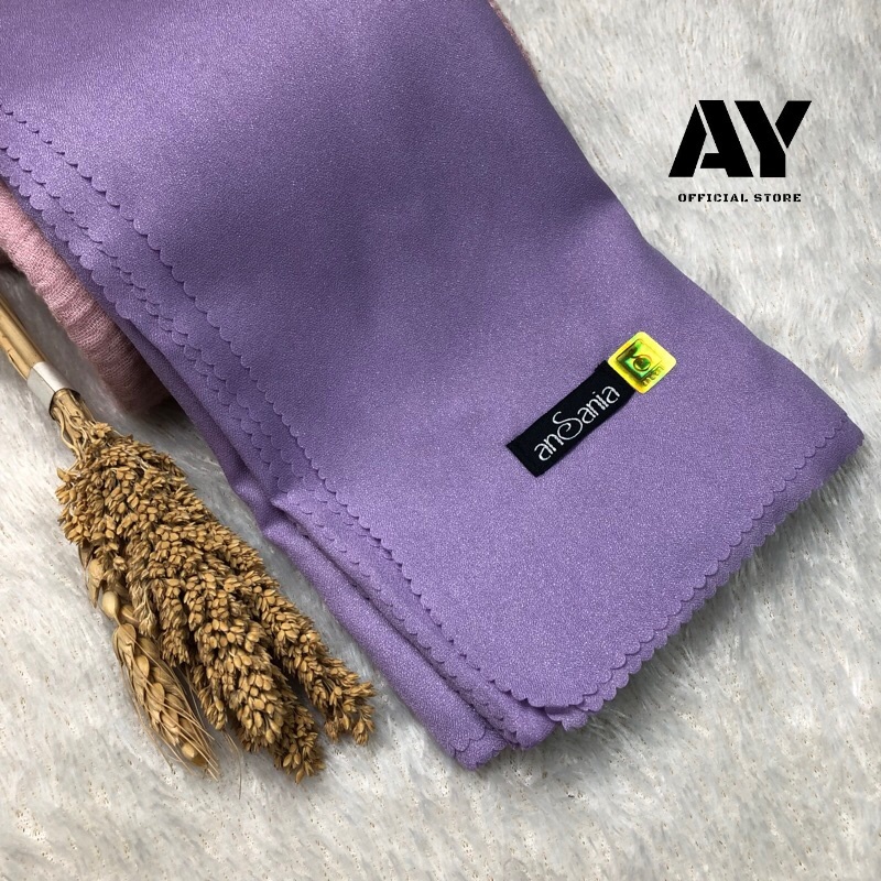 (COD)jilbab segiempat ansania glamour ORIGINAL laser cut size 110x110 motif gliter warna lilac/kerud